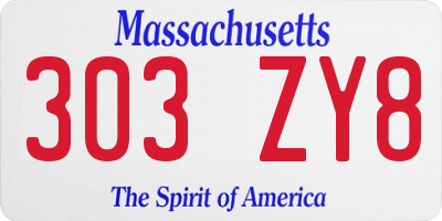 MA license plate 303ZY8