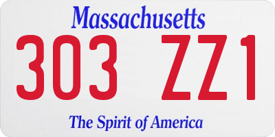 MA license plate 303ZZ1