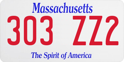 MA license plate 303ZZ2