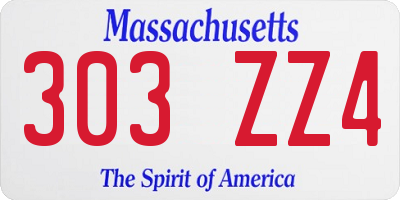 MA license plate 303ZZ4