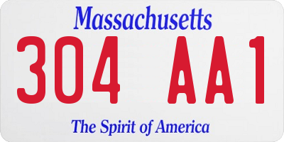 MA license plate 304AA1