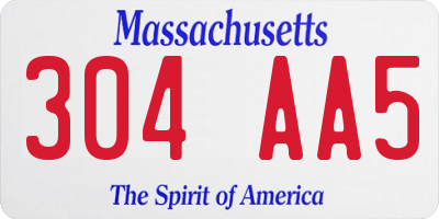 MA license plate 304AA5