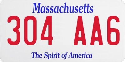 MA license plate 304AA6