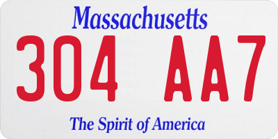MA license plate 304AA7