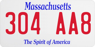 MA license plate 304AA8