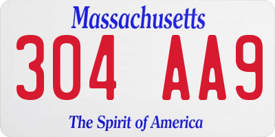 MA license plate 304AA9