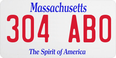MA license plate 304AB0