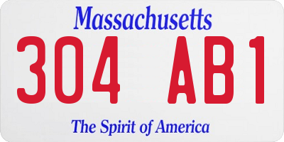 MA license plate 304AB1