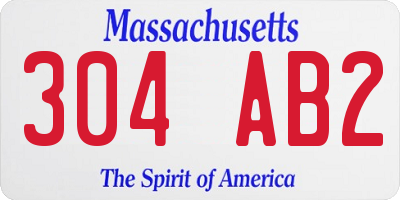 MA license plate 304AB2