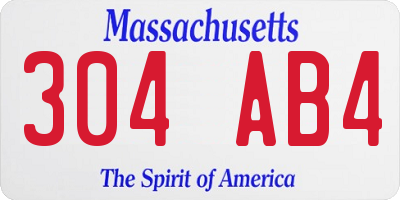 MA license plate 304AB4