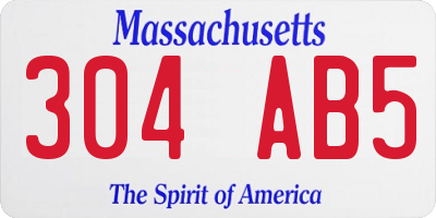 MA license plate 304AB5