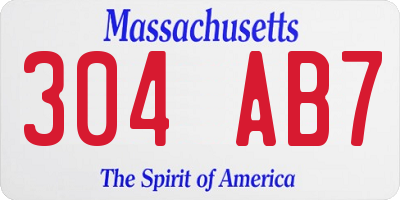 MA license plate 304AB7