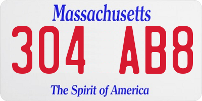 MA license plate 304AB8