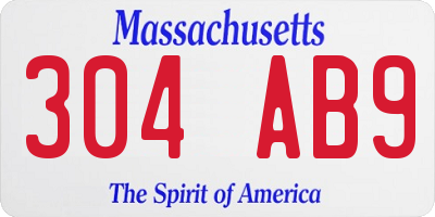 MA license plate 304AB9