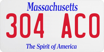 MA license plate 304AC0