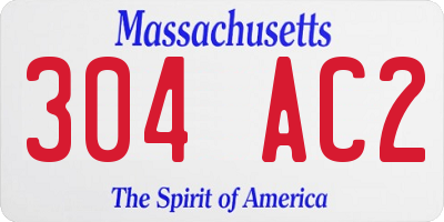MA license plate 304AC2