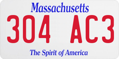 MA license plate 304AC3