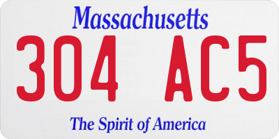 MA license plate 304AC5