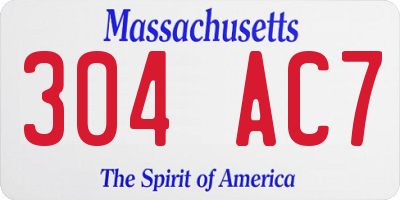 MA license plate 304AC7
