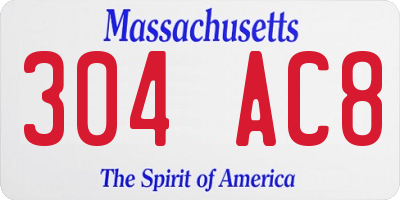 MA license plate 304AC8