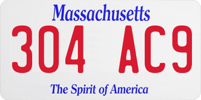 MA license plate 304AC9