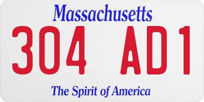 MA license plate 304AD1