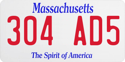MA license plate 304AD5