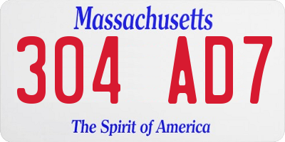 MA license plate 304AD7