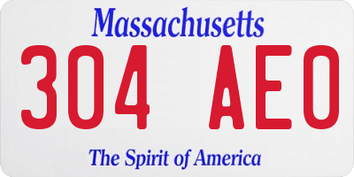 MA license plate 304AE0