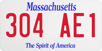 MA license plate 304AE1