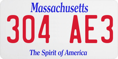 MA license plate 304AE3