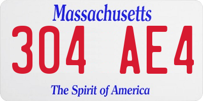 MA license plate 304AE4