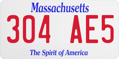 MA license plate 304AE5
