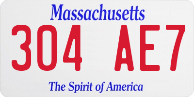 MA license plate 304AE7