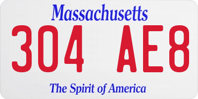 MA license plate 304AE8