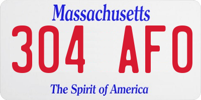 MA license plate 304AF0