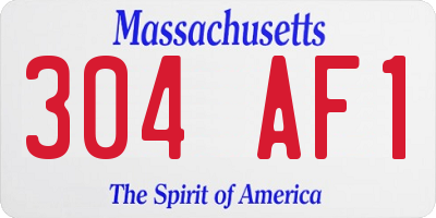 MA license plate 304AF1