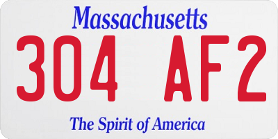 MA license plate 304AF2