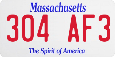 MA license plate 304AF3