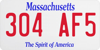 MA license plate 304AF5