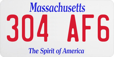 MA license plate 304AF6