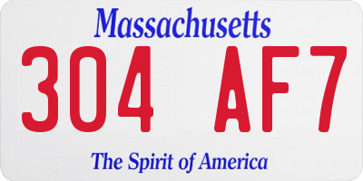 MA license plate 304AF7