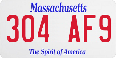 MA license plate 304AF9