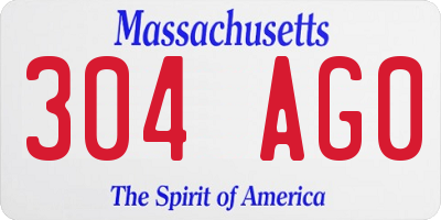 MA license plate 304AG0