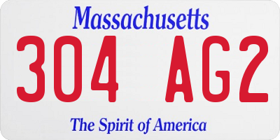 MA license plate 304AG2