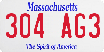 MA license plate 304AG3