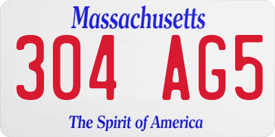 MA license plate 304AG5