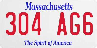 MA license plate 304AG6