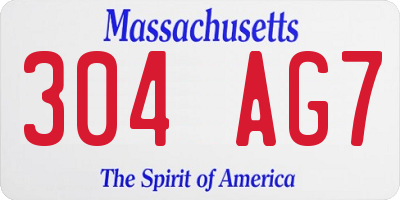 MA license plate 304AG7