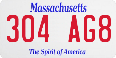 MA license plate 304AG8